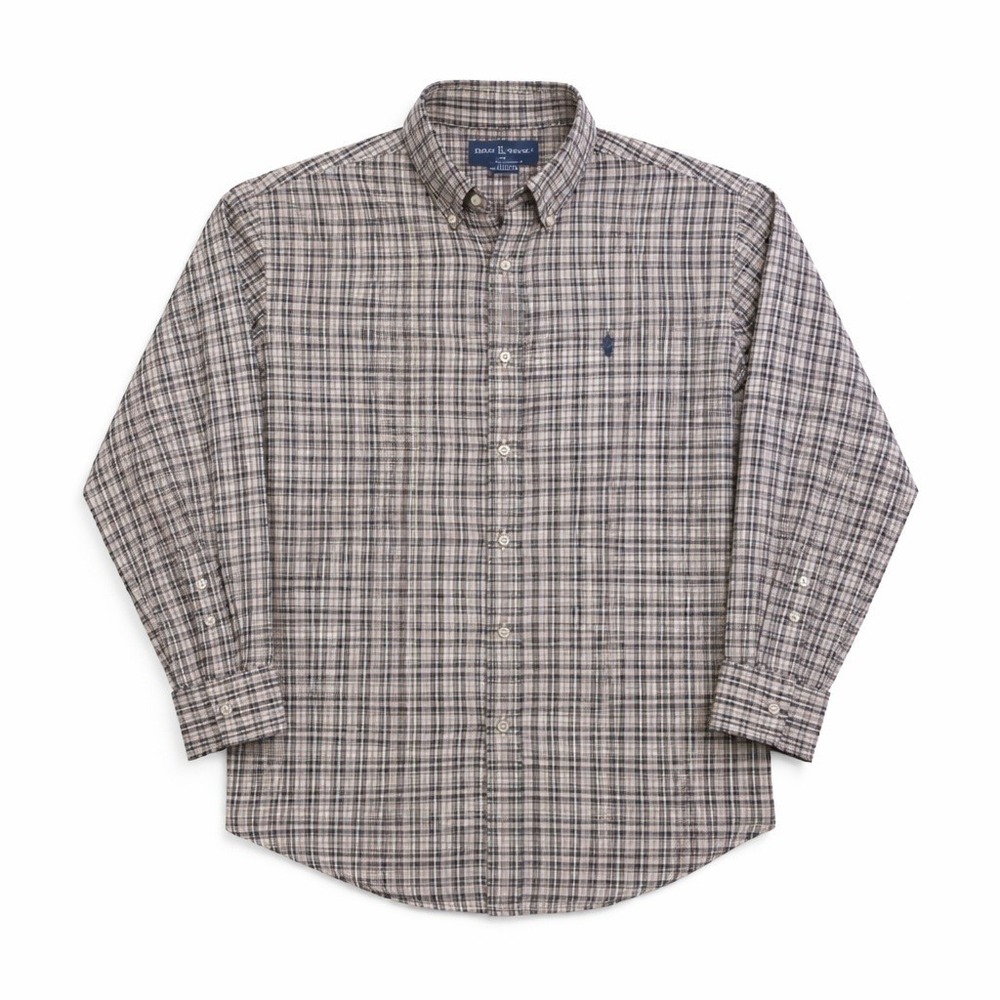 Ralph Lauren Blake Black Plaid Button‎ Down Shirt Men XL 100% Cotton Long Sleeve